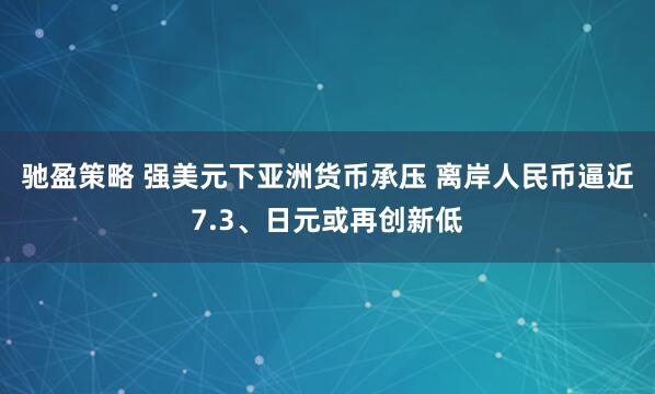 驰盈策略 强美元下亚洲货币承压 离岸人民币逼近7.3、日元或再创新低